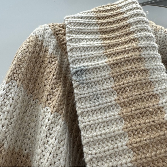 RTR Derek Lam Collective Button Cowl Neck Tan & Cream Striped Sweater Sz M - Picture 13 of 16